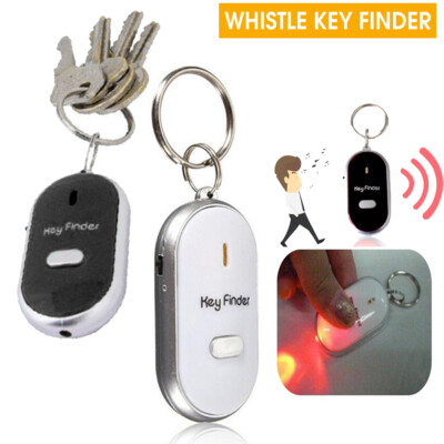1-2x Pfeife verloren Schlüsselfinder Blinkender Signalton LED Sonic Taschenlampe Ortung Fernbedienung Kette