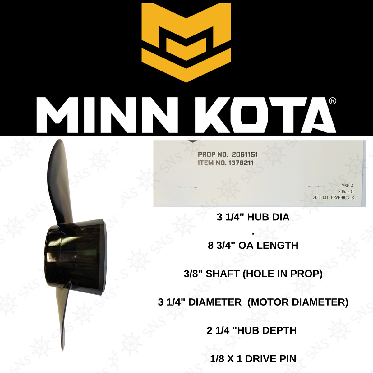 MINN KOTA MKP-3 2061151 1378211 VANISHING OEM PROPELLER 65m,65w  