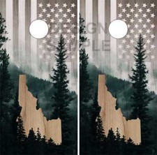 Idaho Flag Mountains Cornhole Wrap Bag Toss Skin Decal Sticker