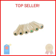 Blisstime 6pcs Guitar Bone Bridge Pins Natural Bone Color Replacement Parts