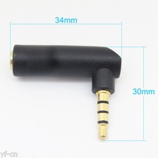 100pcs Right Angle 1/8" 3.5mm 4Pole Male to Female Adapter Converter Gold Plated