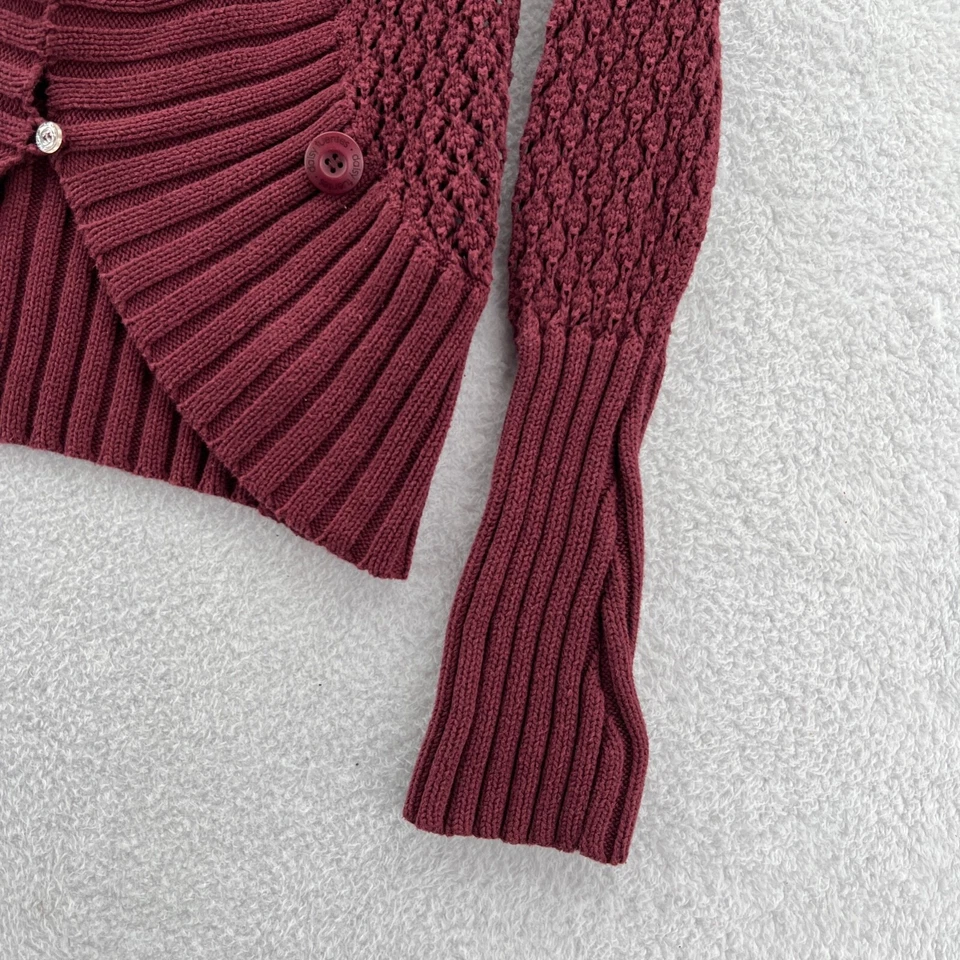 Daisy Fuentes 开衫毛衣女式小号红色上衣粗针织休闲优雅 — 第 3/4 张图片