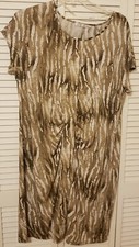 Peter N Y Gard Womens Dress Size 1X brown/tan/white Print