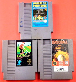 NES LOT Wheel Of Fortune-FAMILY EDITION , Tecmo Baseball, Golf AUTHENTIC      cj
