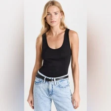 Splendid Classic Scoop Neck Ribbed Tank in Black Size XS