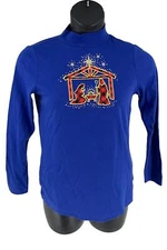 Quacker Factory Buffalo Mock-Neck Long Sleeve Top Blue