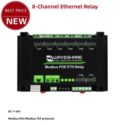 Waveshare Industrial 8-Channel Ethernet Relay Module Modbus POE ETH Relay