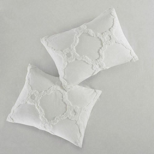 Madison Park Queen 3 Piece Cotton Chenille Geometric Duvet Cover Set MP12-5991 - Picture 6 of 8