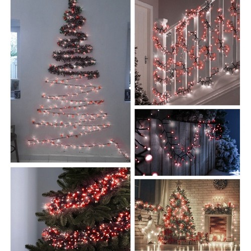 Catena di luci 15 metri da 300 Led Bianco Freddo e Rosso con cavo verde - Imagen 4 de 4