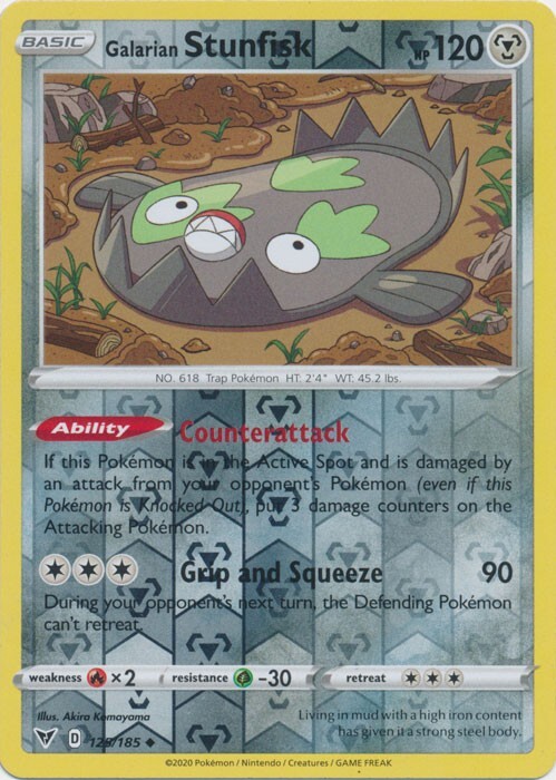 Reverse Holo Galarian Stunfisk 125/185 Vivid Voltage Uncommon Pokemon TCG