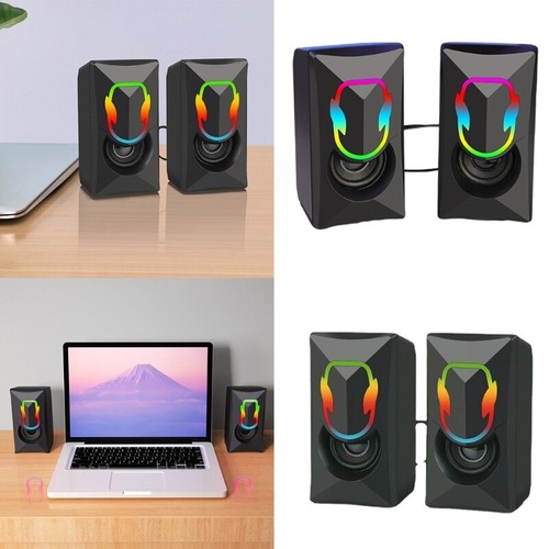 Desktop Corded Computer Speaker Laptops USB Mini Subwoofer RGB Light Loudspeaker - Picture 2 of 8