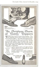 1914 Daniel Green Shoe Co Comfy Slippers Antique Print Ad Christmas Charm