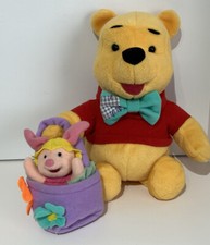 Disney Winnie the Pooh EASTER Stuffed Animal Plush Pooh  Piglet Flower Basket