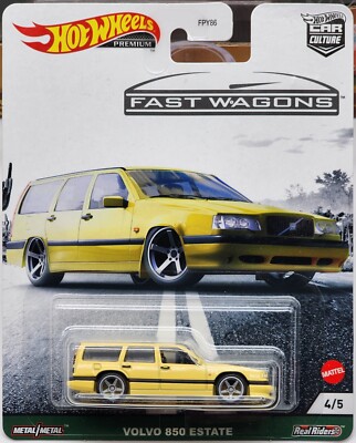 HOT WHEELS 2020 CAR CULTURE FAST WAGONS YELLOW VOLVO 850 ESTATE REAL RIDERS!