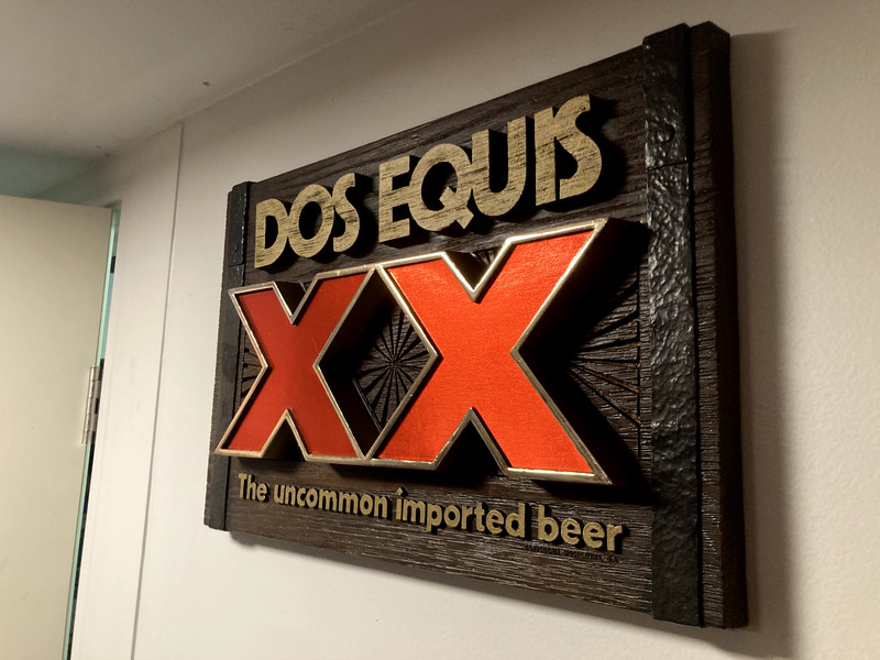 Vintage Dos Equis XX Beer Sign, plastic  "The Uncommon Imported Beer" 1970's