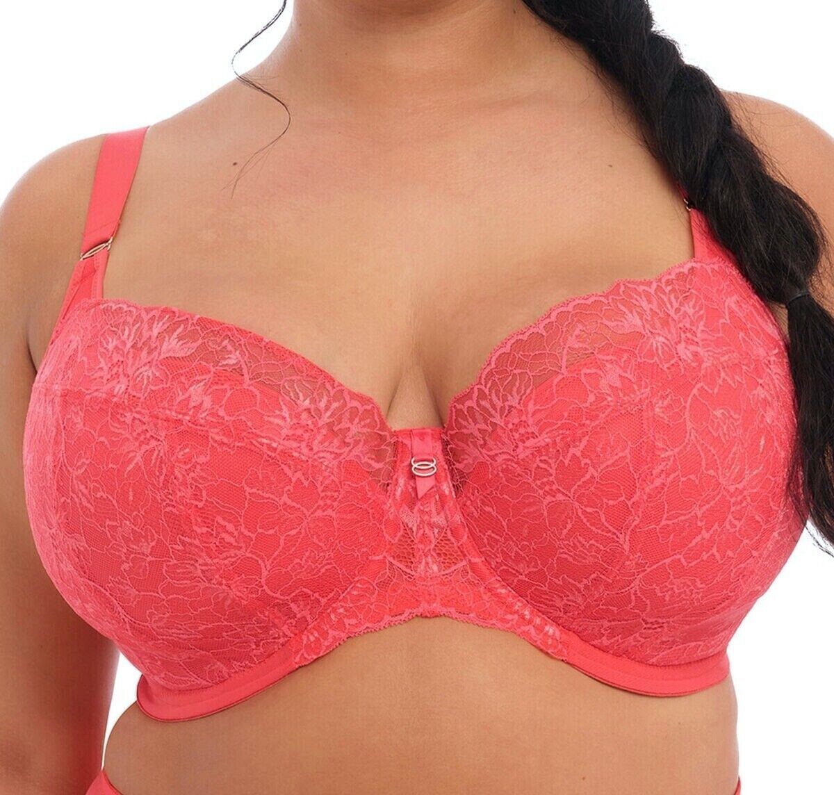 Elomi Brianna Bra Cayenne Lace Size 36G Padded Half Cup Balcony Racer Back 8081
