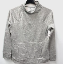 Xersion Gray Mock Neck Pullover Sweatshirt Women's Sz Medium Kangaroo Pocket