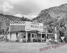 Vintage Grocery Store & Conoco Gas Station Cimarron, Colorado Year 1940 8x10