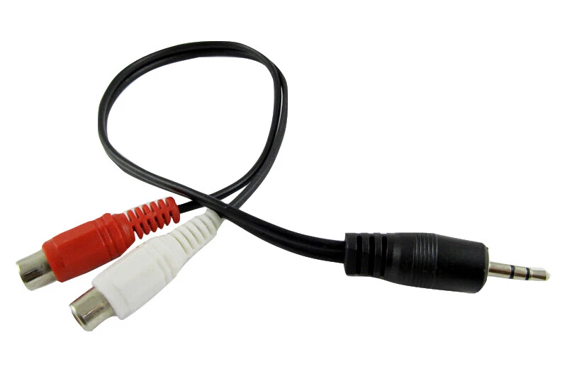 3.5mm 1/8" Stereo Male Plug to 2x RCA Female Y Audio Video AV Adapter Cable 1FT - Image 2 of 2