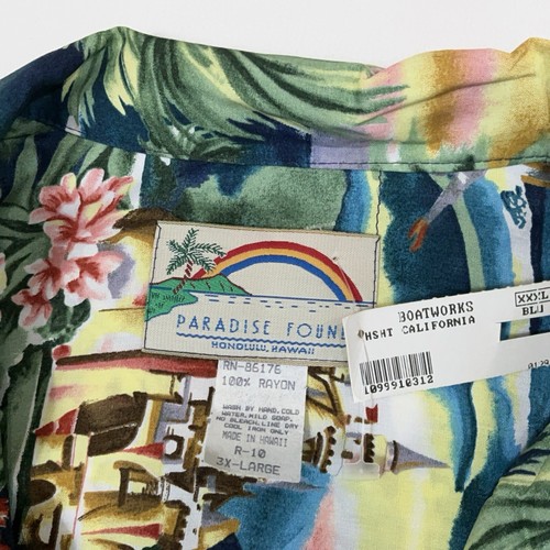 Paradise Found Shirt Men’s Hawaiian California San Francisco Boatworks 3XL New - Picture 2 of 16