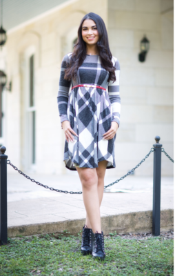 Black & White Plaid Long Sleeves Dress Black & White Plaid Long Sleeves Dress