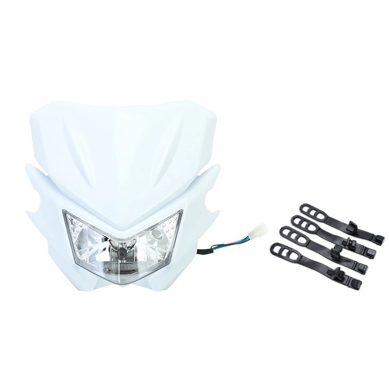 White Mask Dirt Bike Headlight w/ DRL for Honda CR125 CR250 CRF 125 230 250 450 - Image 4 of 4