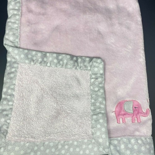 Manta Carters Rosa Mamá y Bebé Elefantes Corazones Gris Lunares Borde Seguridad - Imagen 3 de 4