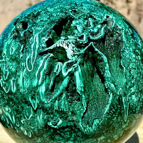 10LB Natural malachite ball quartz crystal energy ball reiki healing - Picture 4 of 22