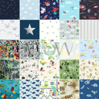 Kids Boys Wallpaper Animals Stripe Stars Space Planes Dinosaurs Clouds & More