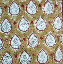 Green Block Print Fabric By the Yard Floral Indian Fabric for Sewing