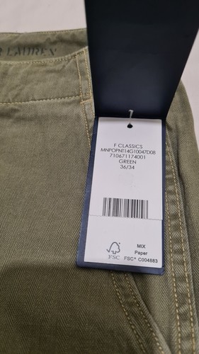 Pantalone chino Polo Ralph Lauren vernice spina di pesce verde taglia 36W 34L - Foto 11 di 12