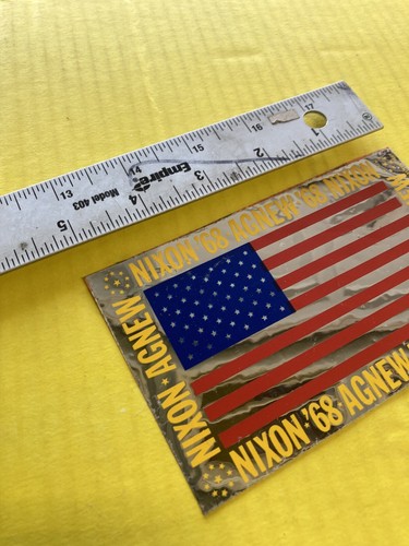 "NIXON 68 AGNEW 68" Bumper Sticker AMERICAN FLAG 6 " X 3" - Picture 2 of 2