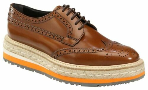 PRAD A ICONIC BROWN WINGTIP ESPADRILLE PLATFORM OXFORDS  display picture 2