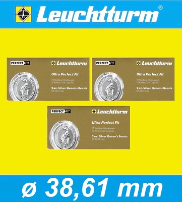3x 10er Pack Leuchtturm Kapseln Ultra Perfect Fit 38,61 mm Ø Queen's Beasts 2 OZ