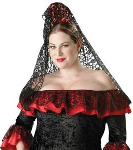 3 articoli costume, spagnolo Seniore, guanti, vestito, copricapo, M-L, danza, spettacolo, 8-10 - Foto 9 di 12
