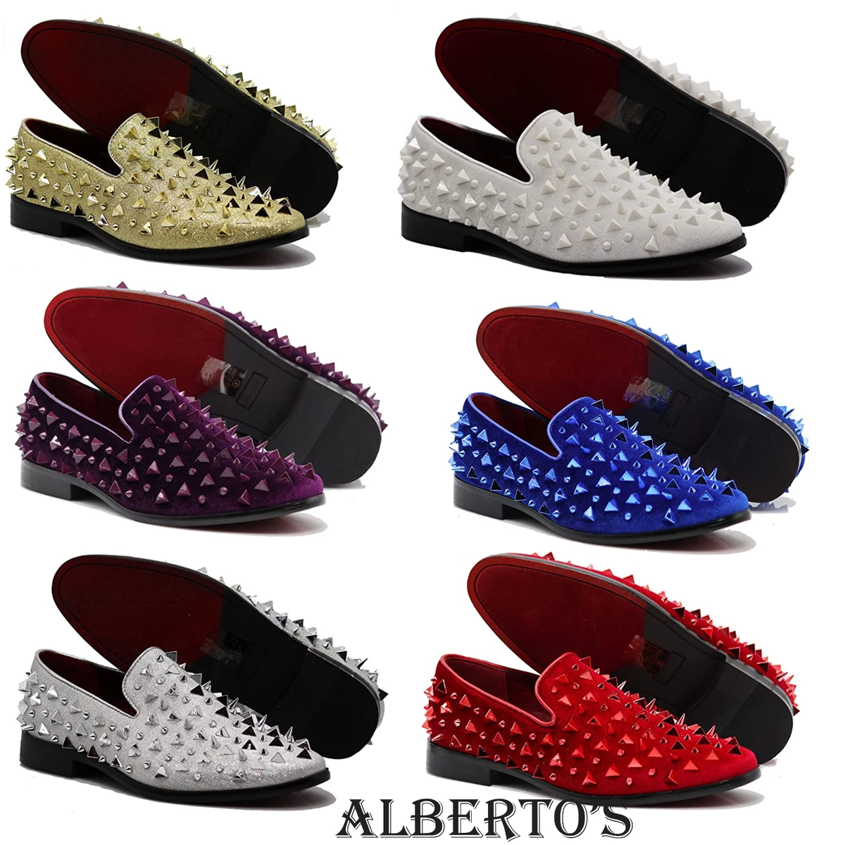 Men's Vintage Spike Dress Loafers Slip On Fashion Shoes