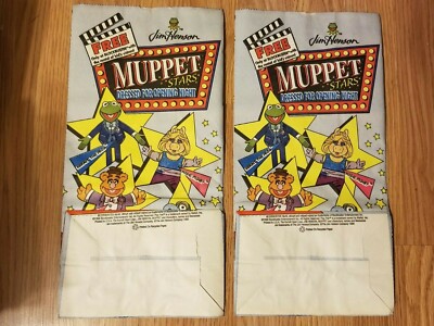 LOT  10 BLOCKBUSTER VIDEO Vintage JIM HENSON MUPPETS Paper Popcorn Bag Sack NOS