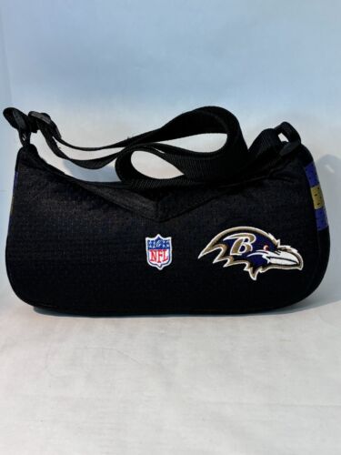 NFL Baltimore Ravens ProFANity Jersey Purse Bag Adj Strap Zip Black Logo Xbody
