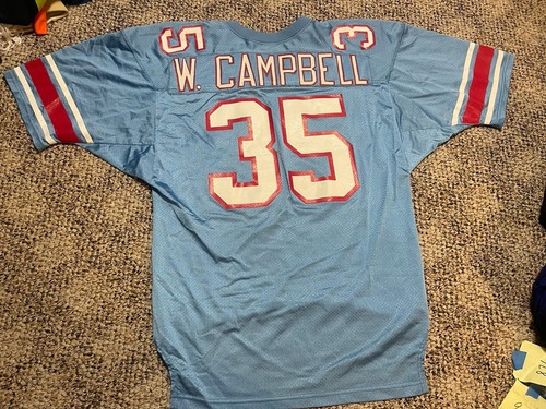 Vintage Houston Oilers Jersey Woody Campbell #35 52 Blue NFL Wilson RB - 第 2/8 張圖片