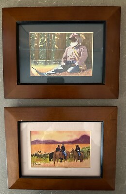 RARE Vintage Lot of 2- Vincent Bobo -Framed Paintings-Black artist