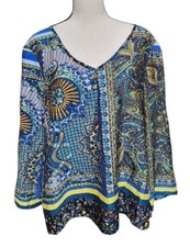 August Silk Boho Blouse Size XL Flowy Comfy