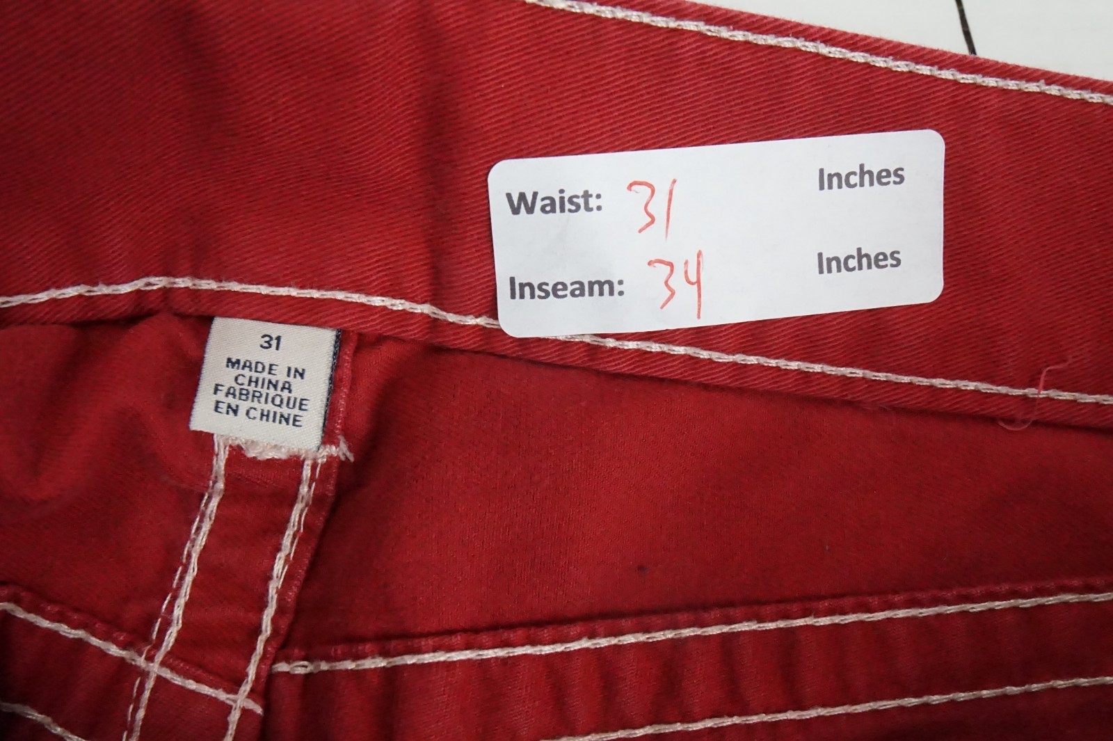 True Religion Denim Jeans Straight Men's Red Size 31X34 thumbnail 8