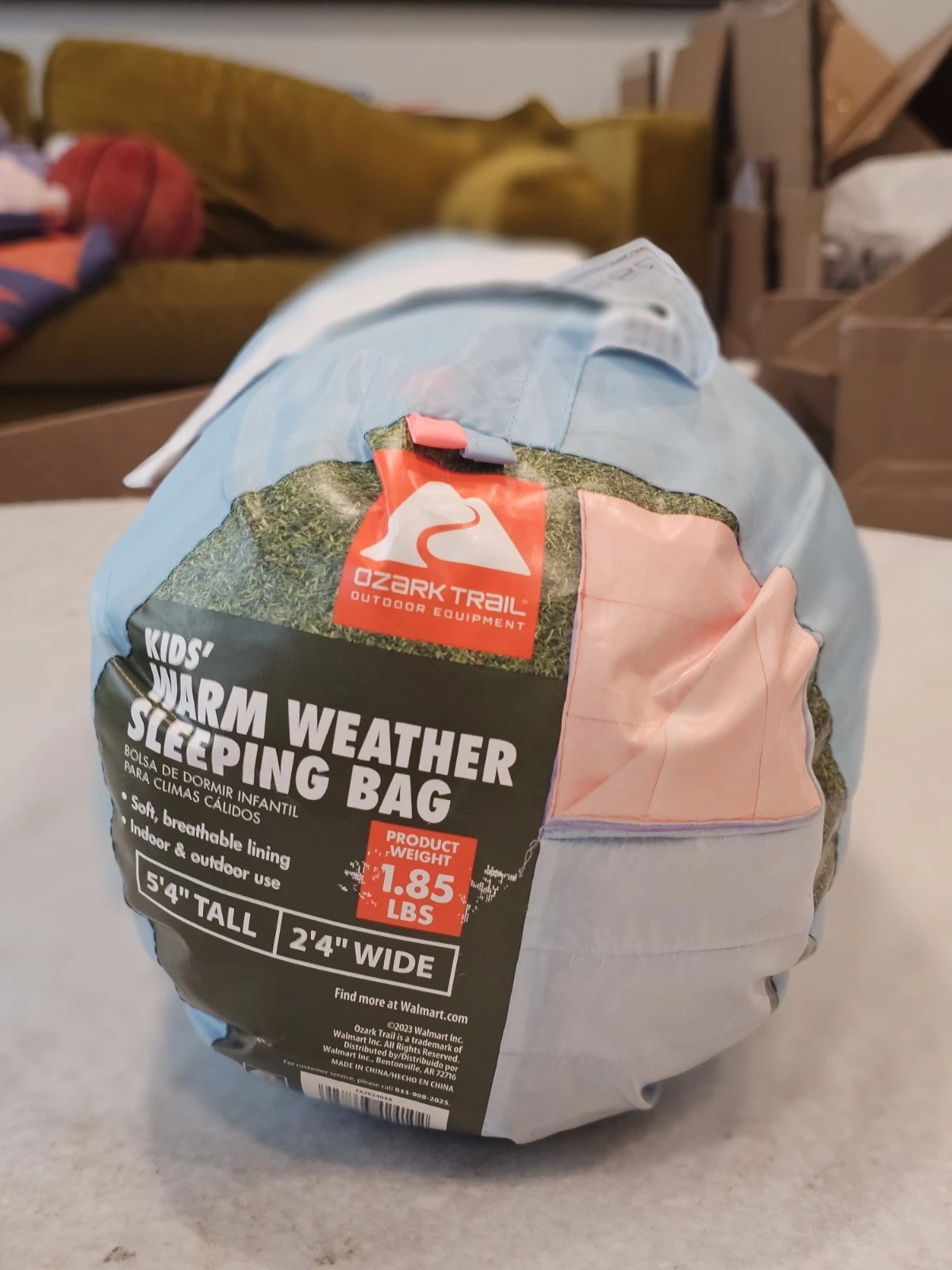 Ozark Trail Youth warm weather rectangle sleeping bag - Light Blue & Pink (youth
