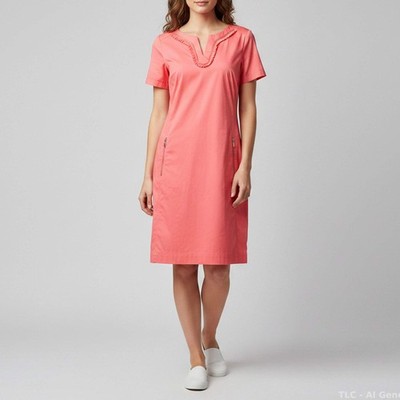 Escada Sport Minikleid rosa Stretch Baumwolle Kurzarm Dima L