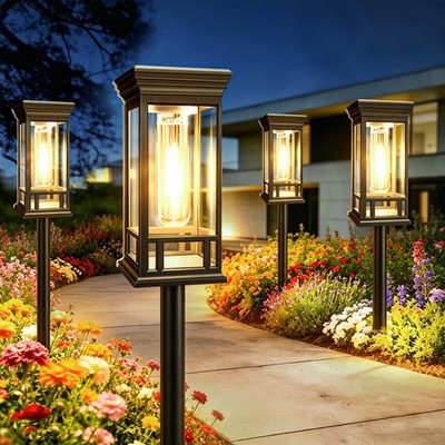 2 Pack Solar Pathway Lights Outdoor, Taller Bright Solar Path Lights Waterpro...