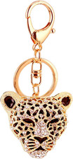 Leopard Bag Pendant, Purse Charms,1.81 1.65 in Leopard Charm, Gold Rhinestone Ke