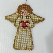 Mill Hill Finished Cross-stitch Ornament Angel with Heart Xmas Completed