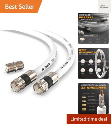 3FT RG6 Coaxial Cable Connectors Set- High-Speed Internet, Broadband and Digi...