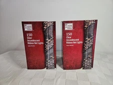 2 Boxes HOLIDAY HOME ACCENTS Ribbon Net Lights 7.5 Ft X 8” Lighted Area 150