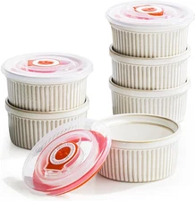 Getstar Creme Brulee Ramekins, 4oz Small Ceramic Baking Dish Set of 6, Oven Safe